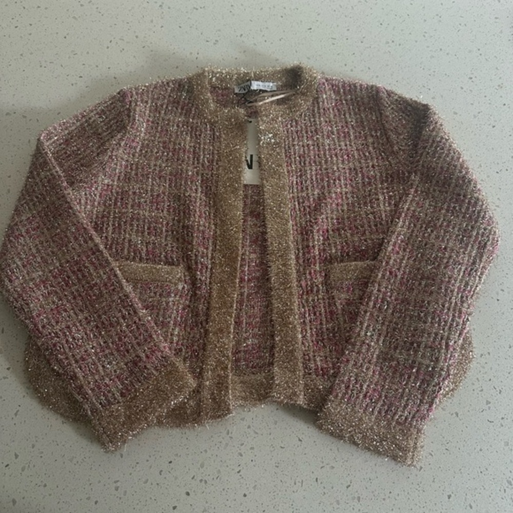ZARA GLITTER PINK AND GOLD JACKET